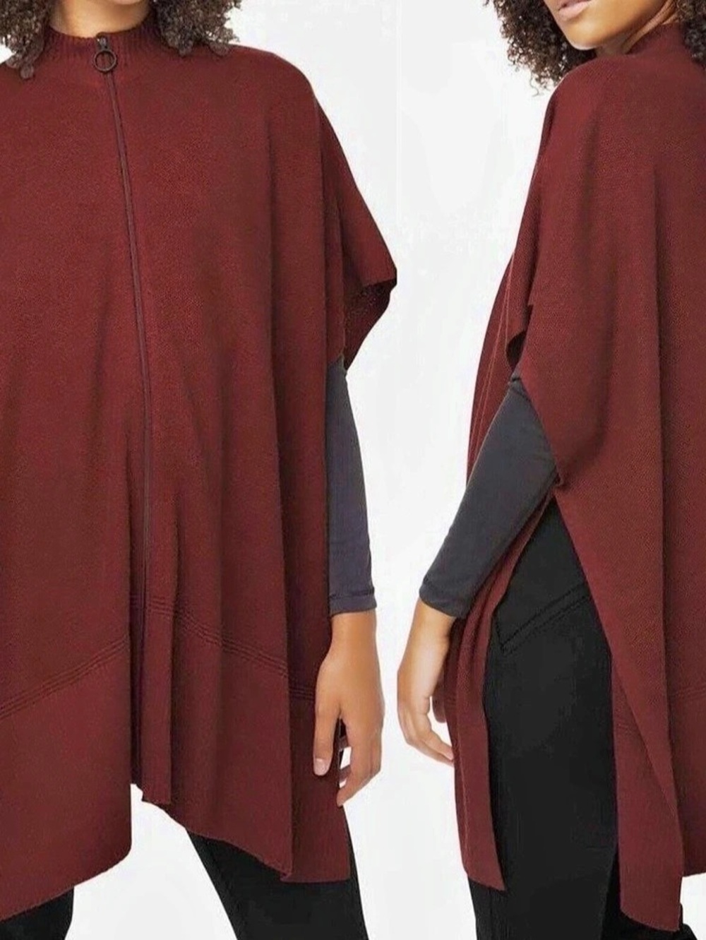 lululemon Wool Blend Zip Poncho in Burgundy Size OS Like New
